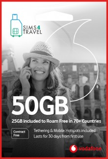 Vodafone Data Sim Card Preloaded with 50GB of 4G/5G Data