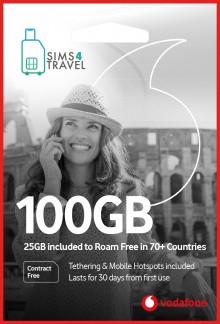 Vodafone Data Sim Card Preloaded with 100GB of 4G/5G Data