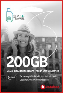 Vodafone Data Sim Card Preloaded with 200GB of 4G/5G Data