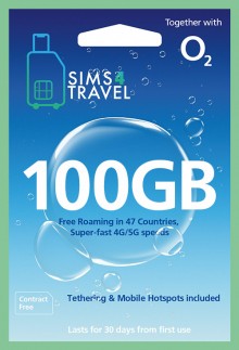 O2 Data Sim Card Preloaded with 100GB of 4G/5G Data