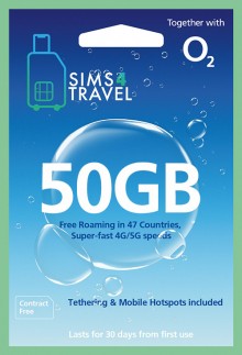 O2 Data Sim Card Preloaded with 50GB of 4G/5G Data